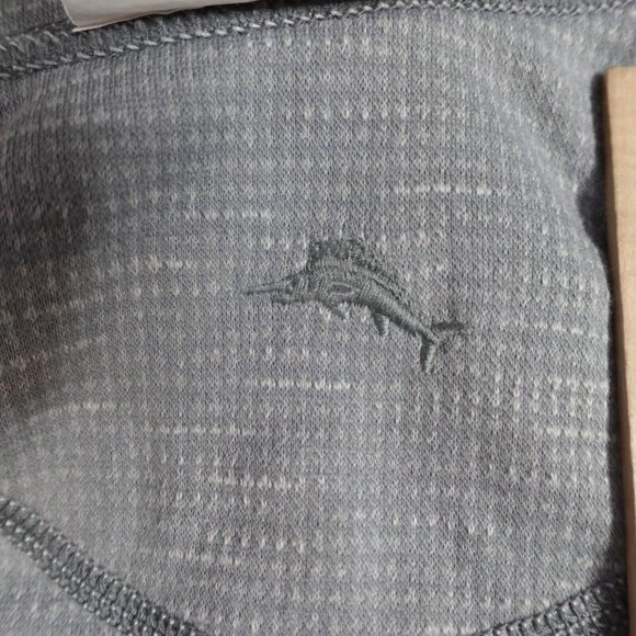 Tommy Bahama Pullover Shirt L Gray Long Sleeve 1/4 Zip Poly Cotton Reversible - Picture 10 of 12